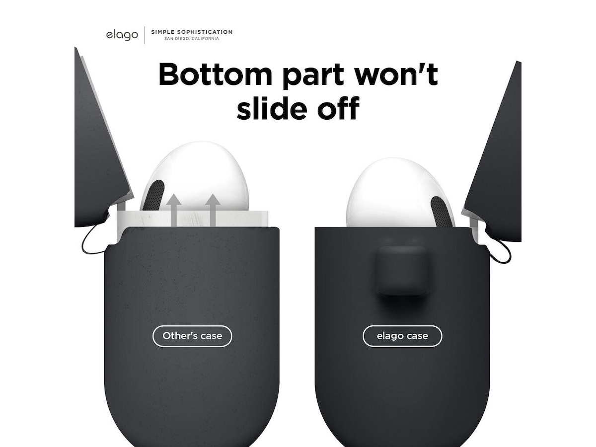 Elago Airpods 3 Silikonetui med karabinkrok (black) Tilbehør til hodetelefoner