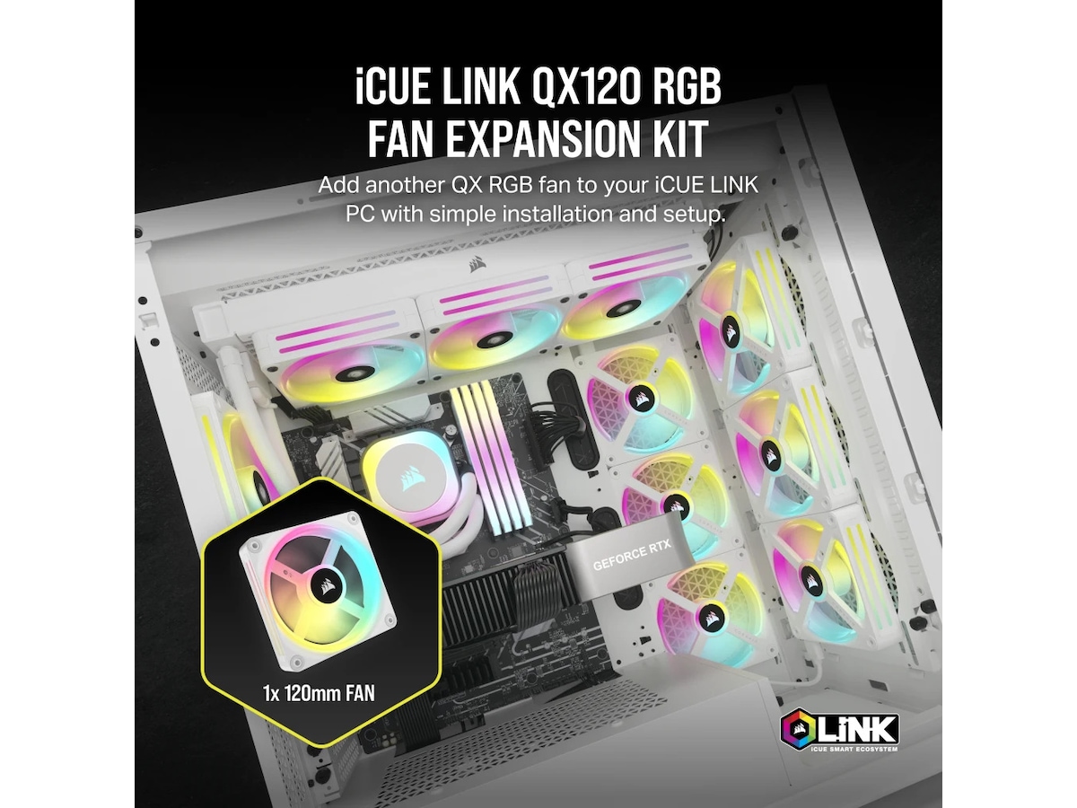 Corsair iCUE LINK QX120 RGB 120mm Vifte (hvit) Vifter