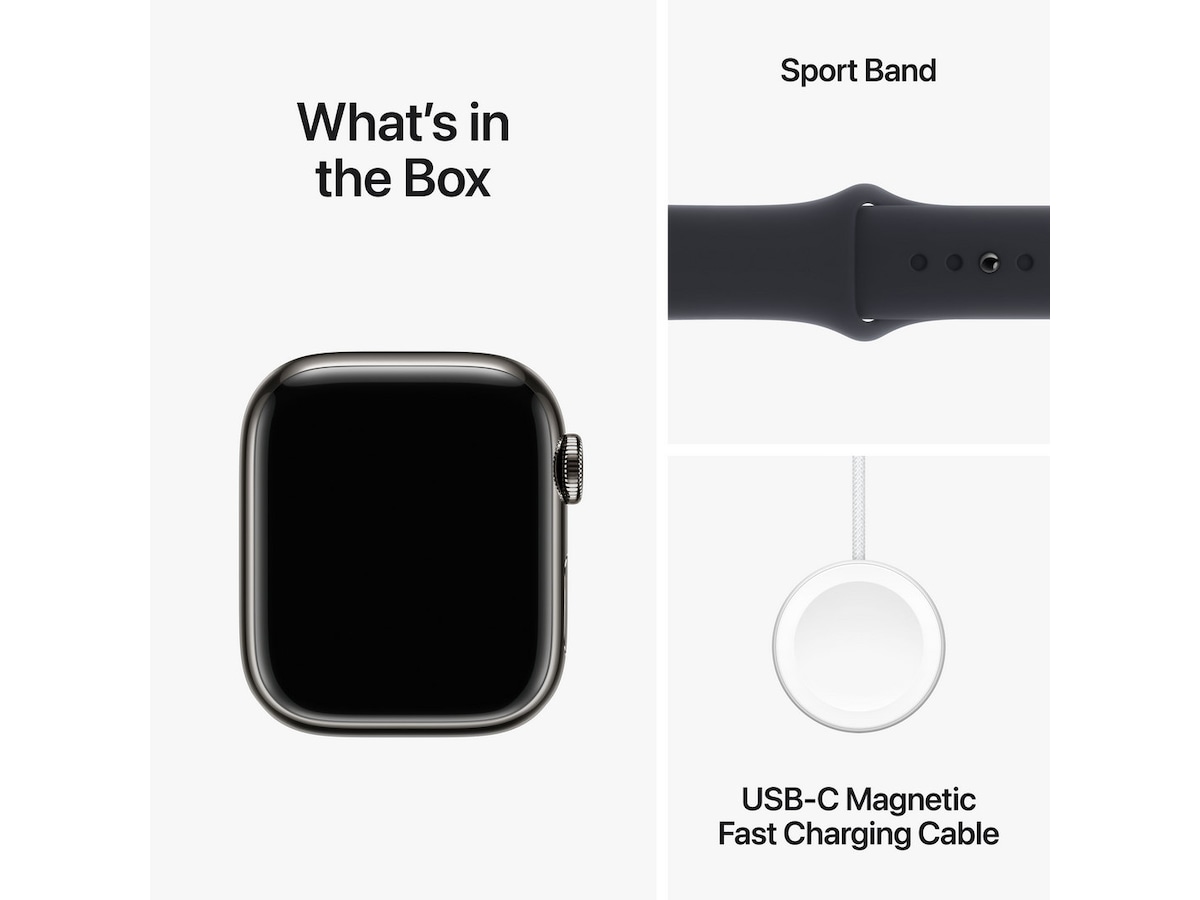 Apple Watch Series 9 GPS + LTE 41mm Rustfritt stål (grafitt) Smartklokker