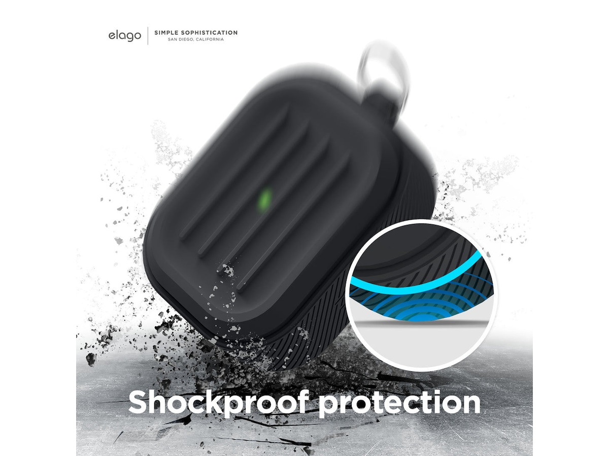 Elago Airpods 3 Armor silikonetui med karabinkrok (stone) Tilbehør til hodetelefoner