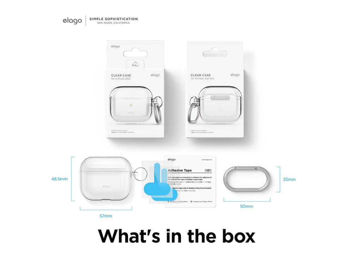 Elago Airpods 3 Clear etui med karabinkrok (gjennomsiktig) Tilbehør til hodetelefoner