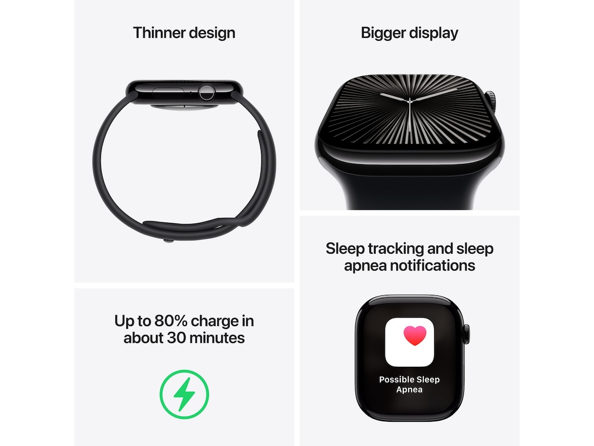 Apple Watch Series 10 GPS + LTE 42mm Aluminium (gagatsvart) Smartklokker