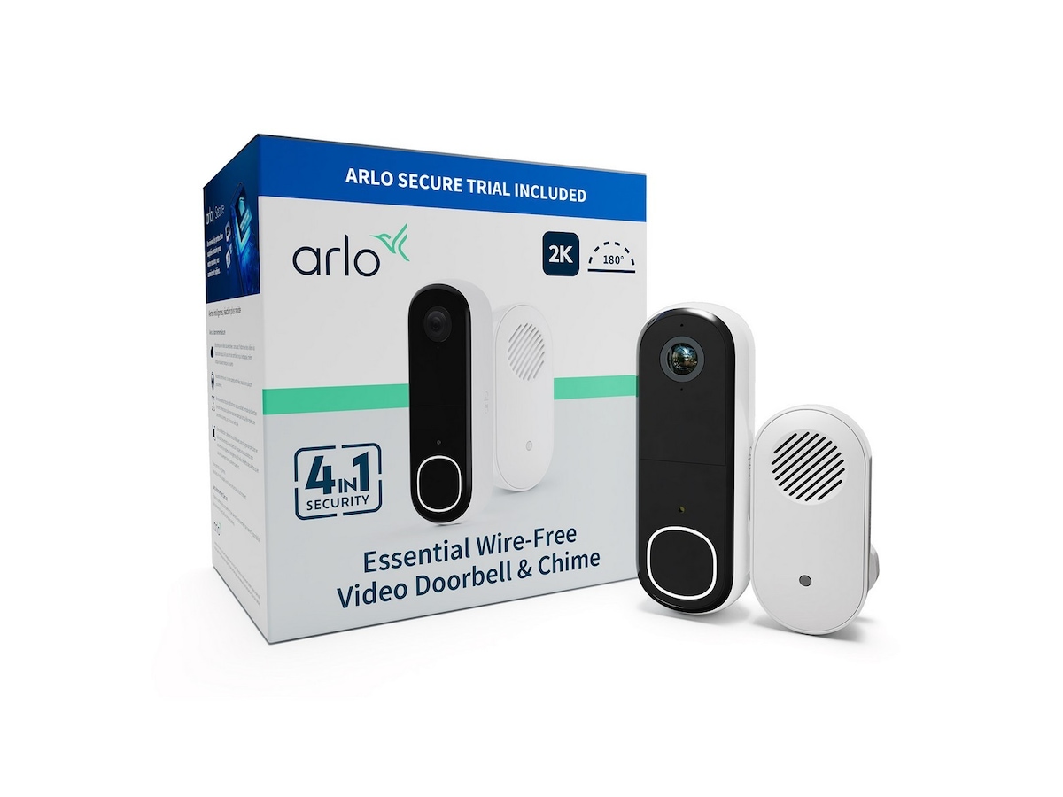 Arlo Essential 2 2K Video Doorbell med Chime 2 Ringeklokker