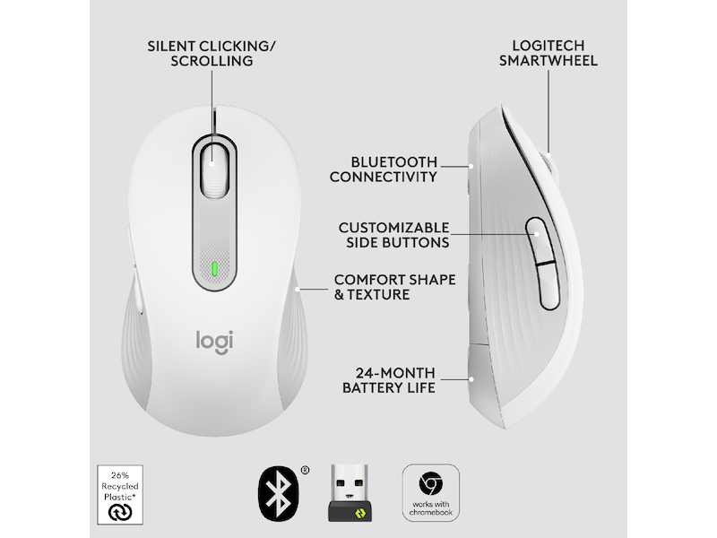 Logitech Signature M650 Medium trådløs mus Offwhite Mus