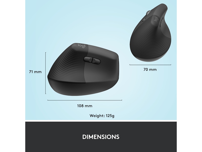 Logitech Lift Vertikal Venstre mus (graphite) Mus