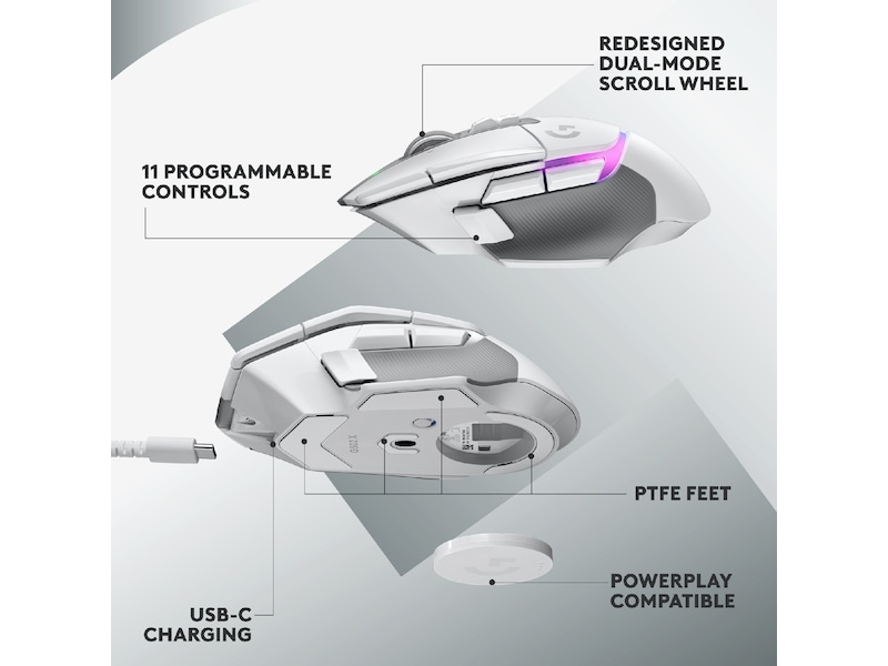 Logitech G502 X Plus Gamingmus (hvit) Gamingmus