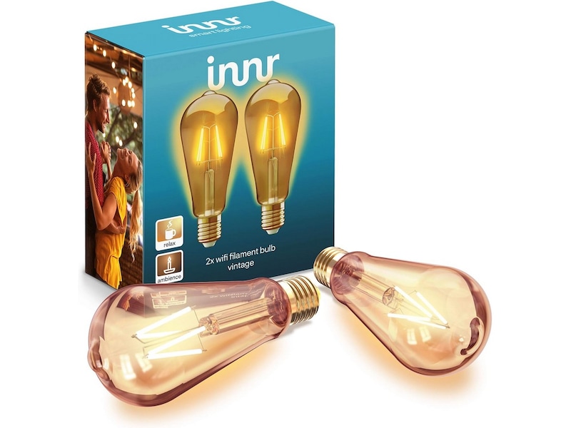 Innr smart pære E27 vintage 2pk - fungerer med Philips Hue Lyspærer & LED-pærer