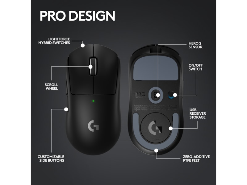 Logitech G Pro X Superlight 2 Lightspeed Trådløs Gamingmus (sort) Gamingmus