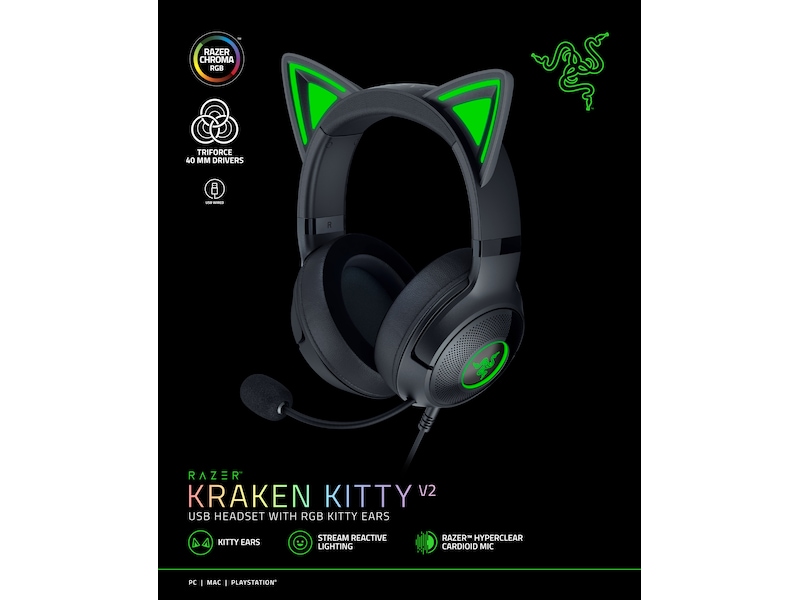 Razer Kraken Kitty V2 Gaming Headset (sort) Gamingheadset