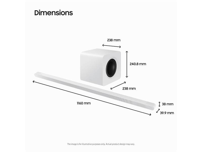 Samsung HW-S811D soundbar med subwoofer (hvit) Lydplanker