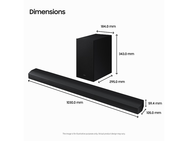 Samsung HW-B760D soundbar med subwoofer (sort) Lydplanker