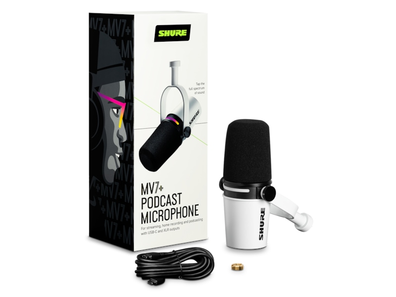 Shure MV7+ Podcast Mikrofon (hvit) Mikrofon