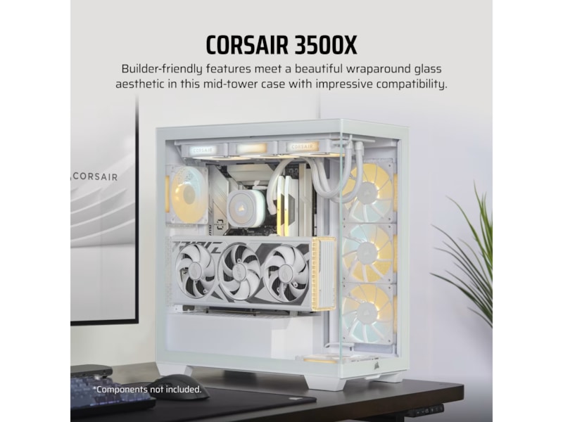 Corsair 3500X Tempered Glass Mid-Tower (hvit) Midi tower