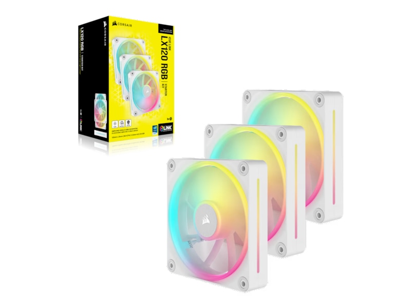 Corsair iCue Link LX120 RGB Vifte 3pk (hvit) Vifter