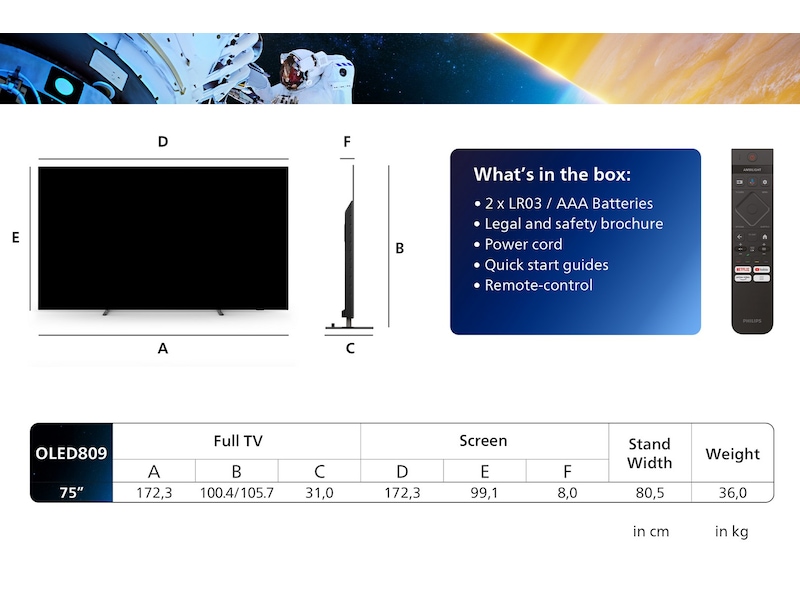 Philips 77" 4K UHD OLED Smart TV Ambilight 77OLED809 TV-er