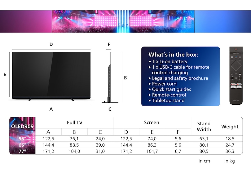 Philips 65" 4K UHD OLED+ Smart TV Ambilight 65OLED909 TV-er