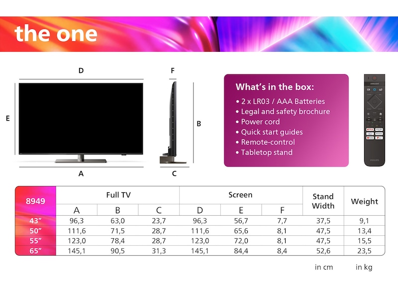 Philips 55" "The One" 4K UHD Smart TV Ambilight 55PUS8949 TV-er