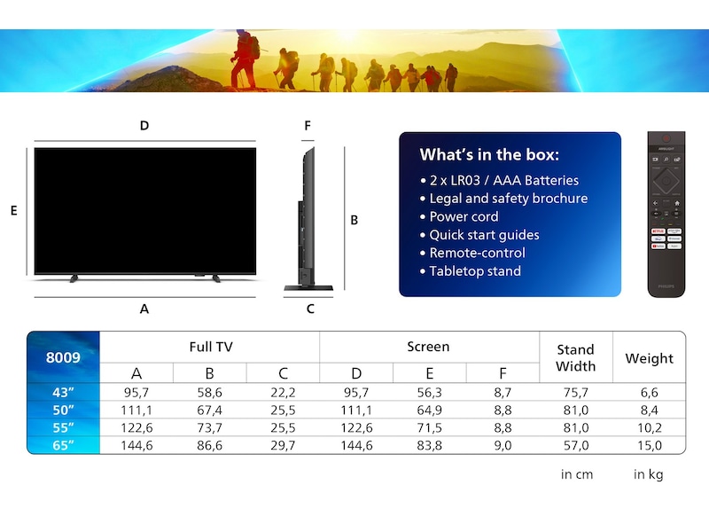 Philips 65" 4K UHD LED Smart TV Ambilight 65PUS8009 TV-er