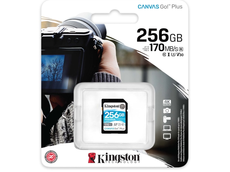 Kingston Canvas Go Plus SDXC 256GB Minnekort til foto & video