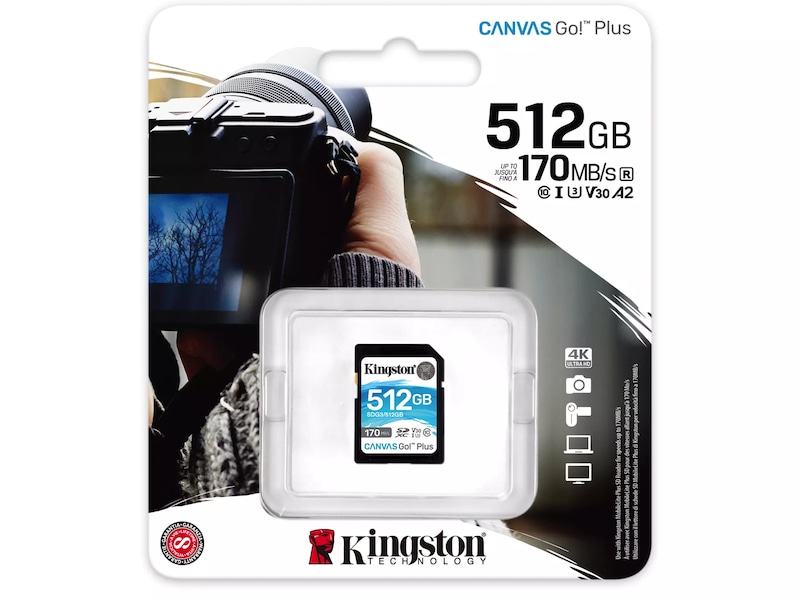 Kingston Canvas Go Plus SDXC 512GB Minnekort til foto & video