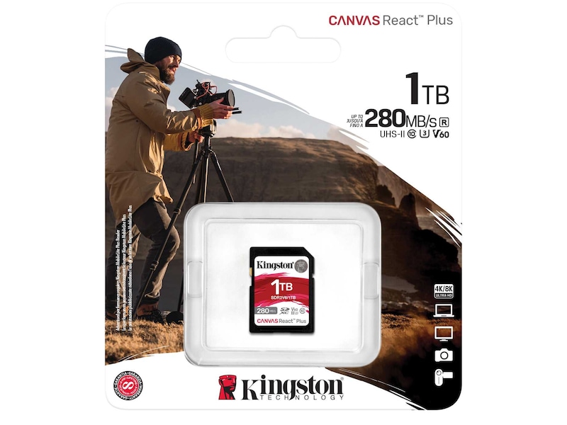 Kingston Canvas React Plus V60 1TB Minnekort til foto & video