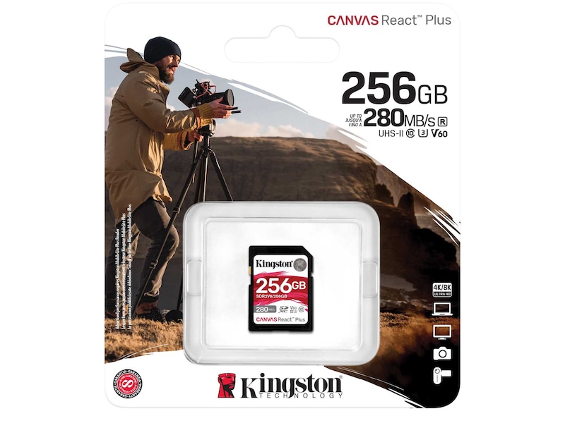 Kingston Canvas React Plus V60 256GB Minnekort til foto & video