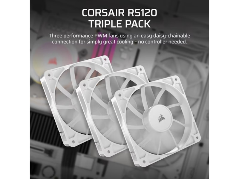 Corsair RS120 Vifte 3pk (hvit) Vifter