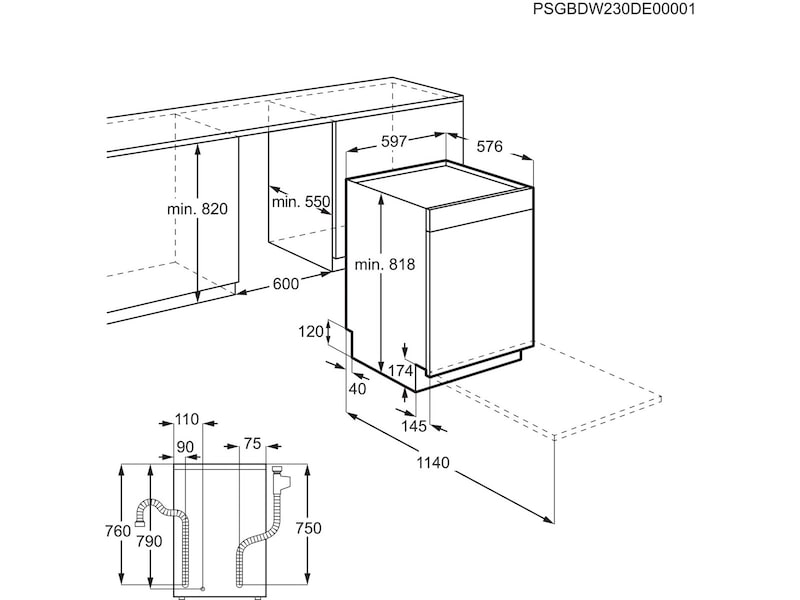 Electrolux ESA47220UW oppvaskmaskin (hvit) Underbygd oppvaskmaskin