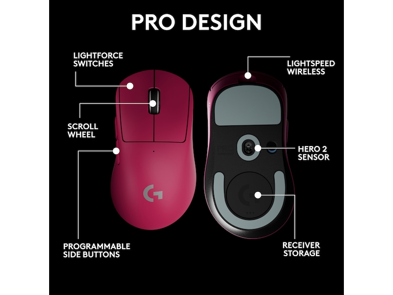 Logitech G Pro X Superlight 2 DEX trådløs gamingmus (rosa) Gamingmus