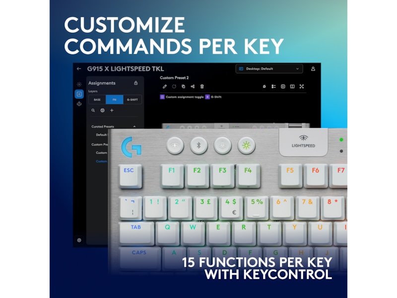 Logitech G915 X Lightspeed TKL Trådløst Gamingtastatur (hvit) Gamingtastatur