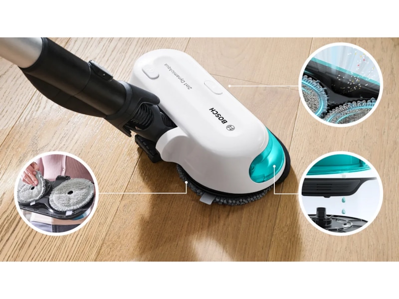 Bosch Unlimited 7 ProHygienic Aqua 2-i-1 støvsuger & mopp (hvit) Støvsugere