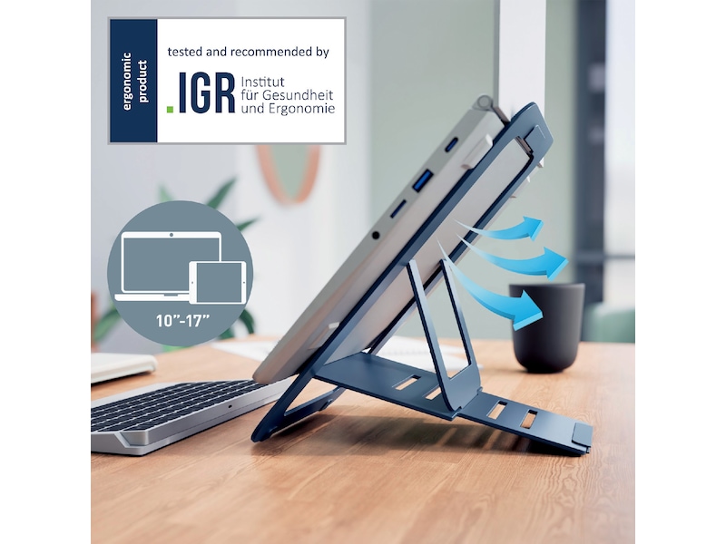 Leitz Ergo Laptopstativ, aluminium ultraflatt justerbart Laptopstand