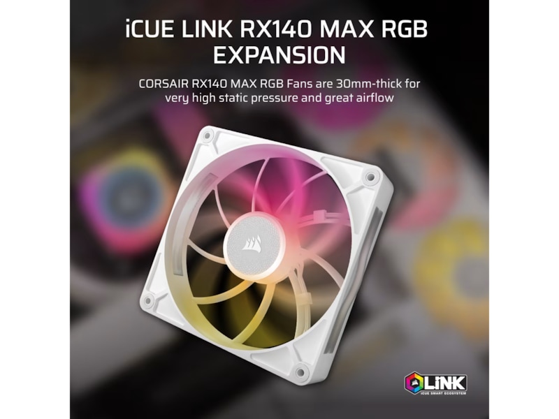 Corsair iCUE LINK RX140 RGB MAX Vifte (hvit) Vifter