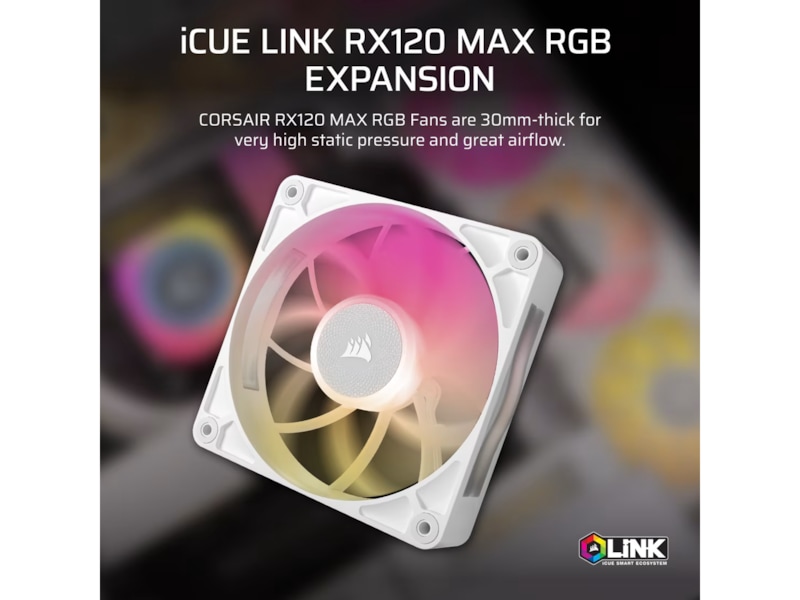 Corsair iCUE LINK RX120 RGB MAX Vifte (hvit) Vifter