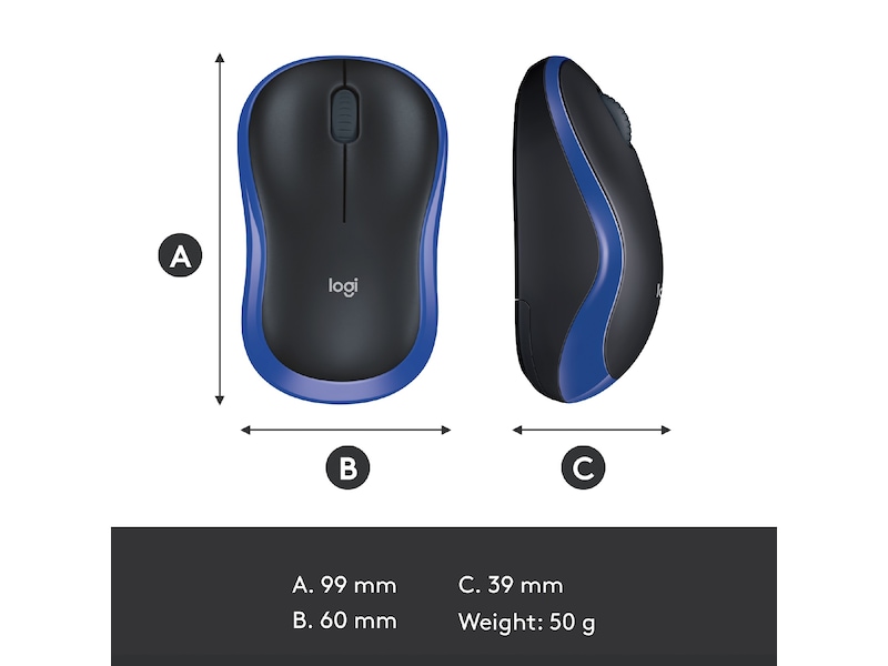 Logitech M185 Trådløs Mus Blå Mus