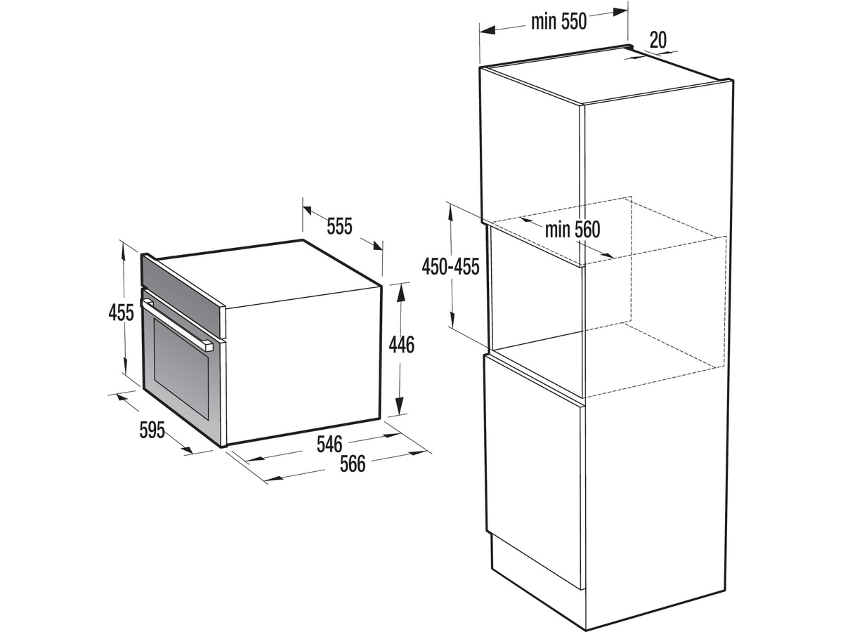 Gorenje BCM4547A10BG Integrert mikrobølgeovn (sort) Stekeovn