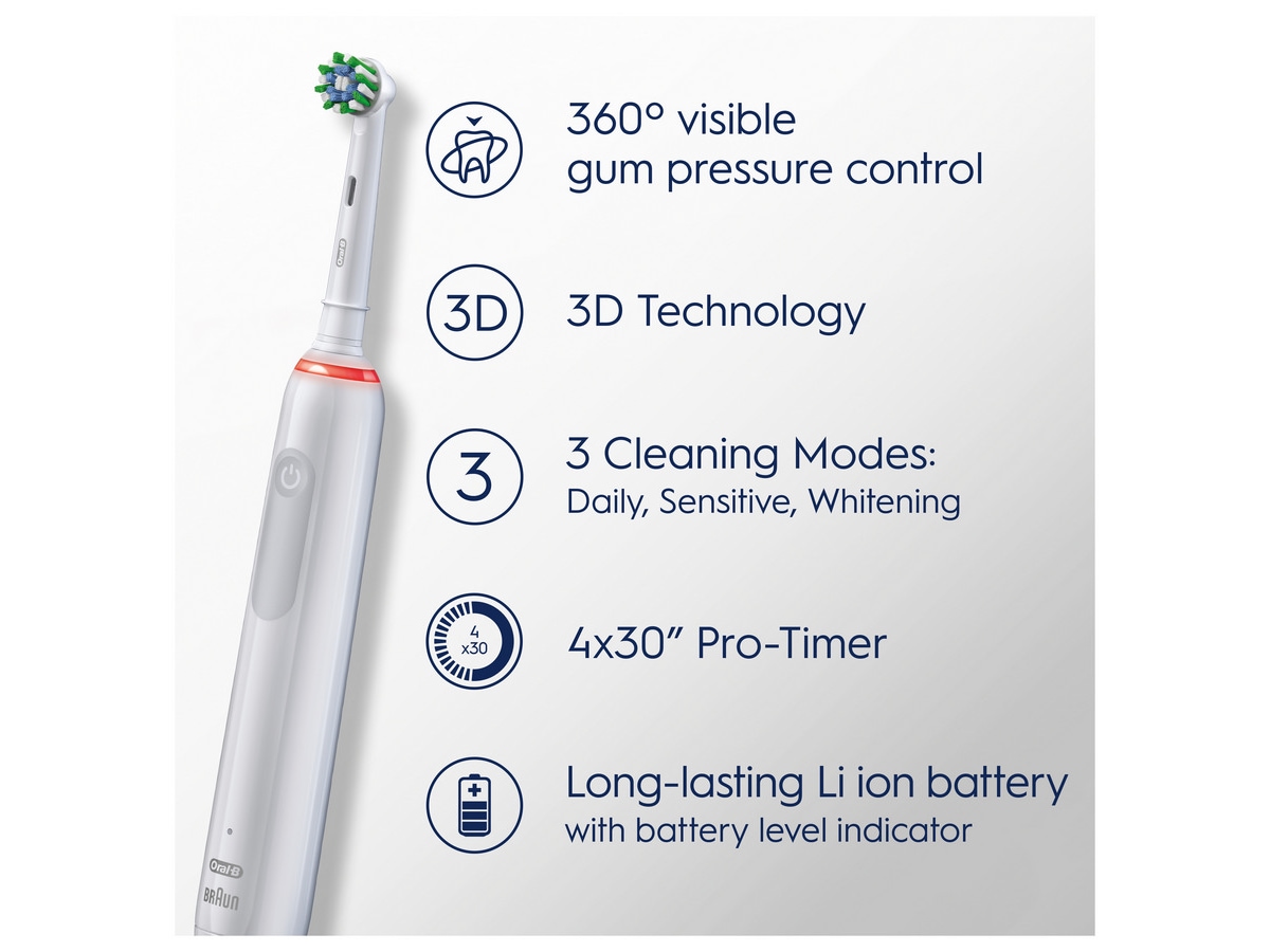 Oral-B Pro 3 3000 Elektrisk tannbørste (hvit) Elektriske tannbørster