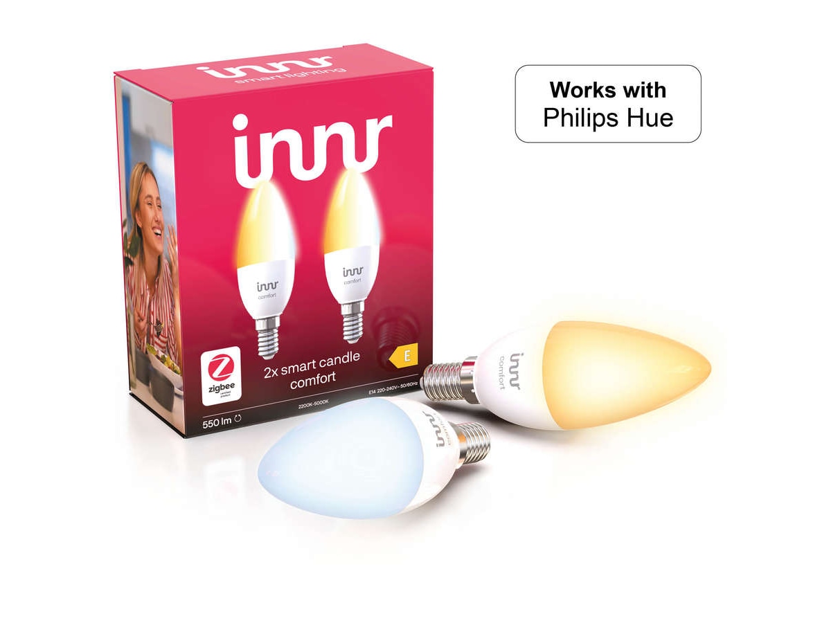 Innr smart lys E14 ambiance hvit 2 pack - fungerer med Philips Hue Lyspærer & LED-pærer